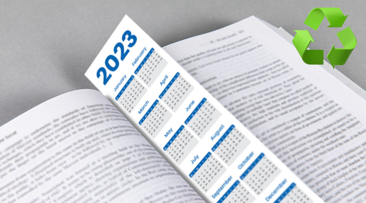 Recycled Bookmark Calendars
