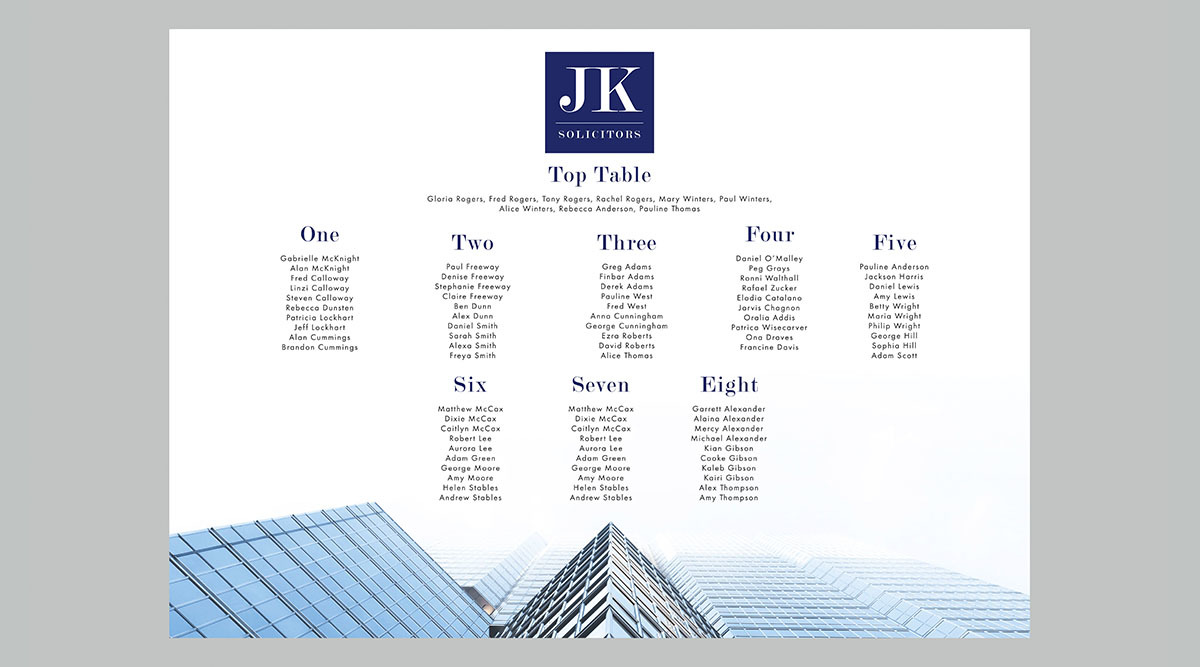 Landscape table plan