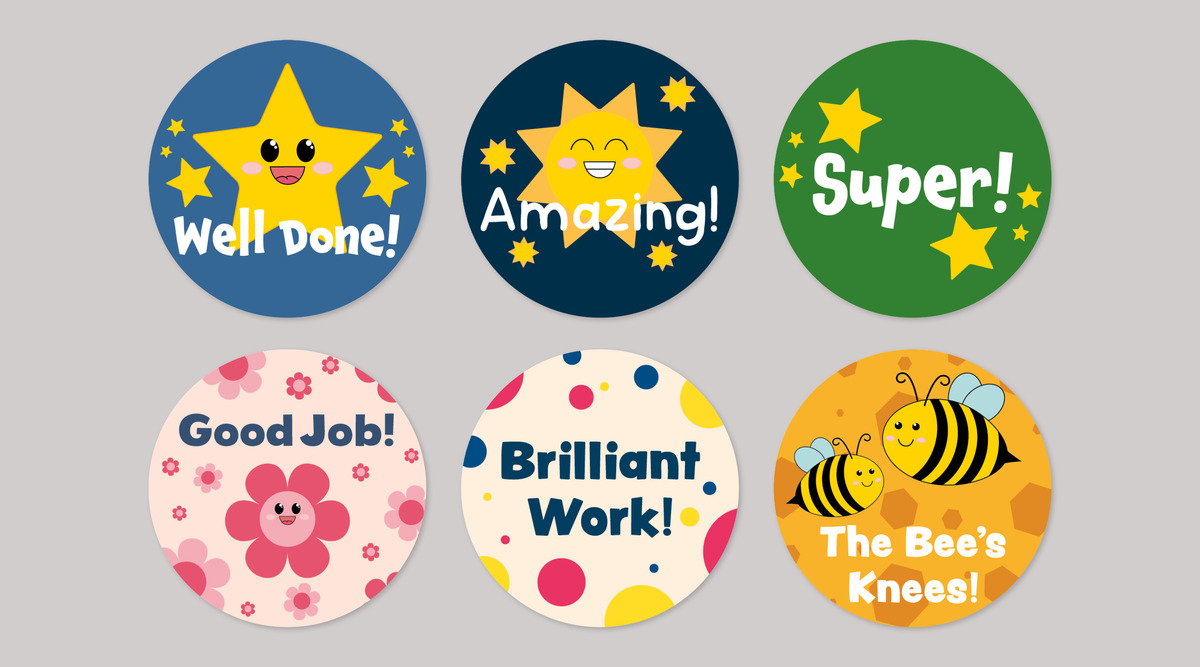 School Achievement Stickers Round